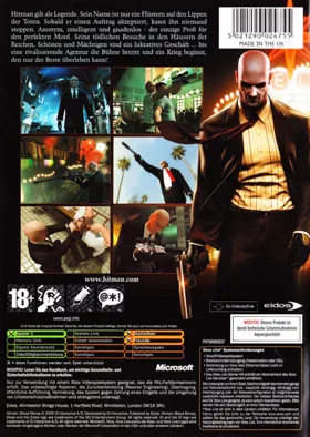 Hitman Blood Money (USA) box cover back